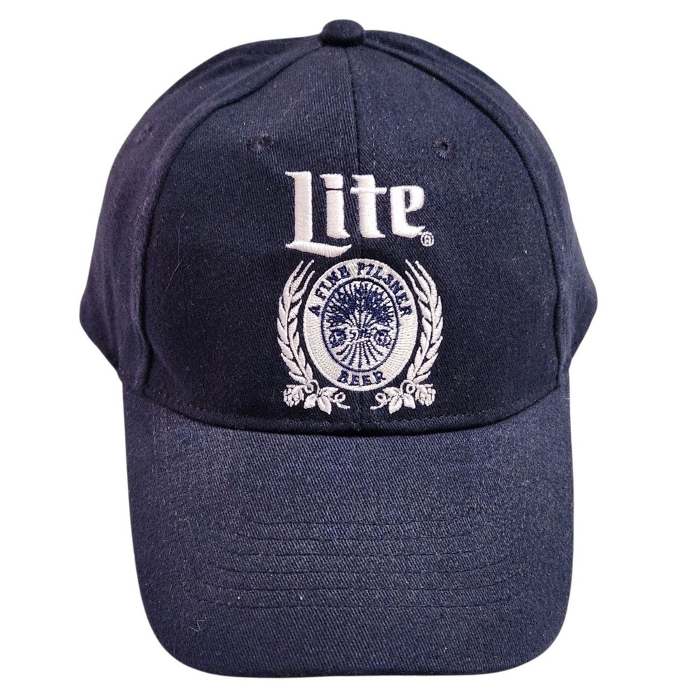 Miller Lite Beer Embroidered Baseball Hat Cap Navy Blue Adjustable Snapback